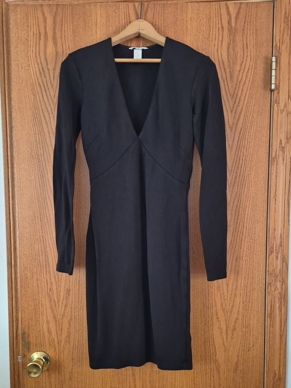H&M Black Bodycon V-Neck Dress Sz S